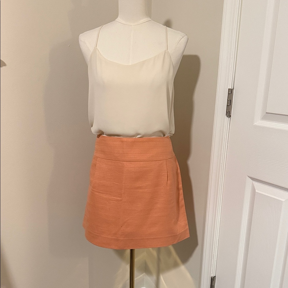 J. Crew Factory Preppy Textured Cotton Mini Skirt Peach